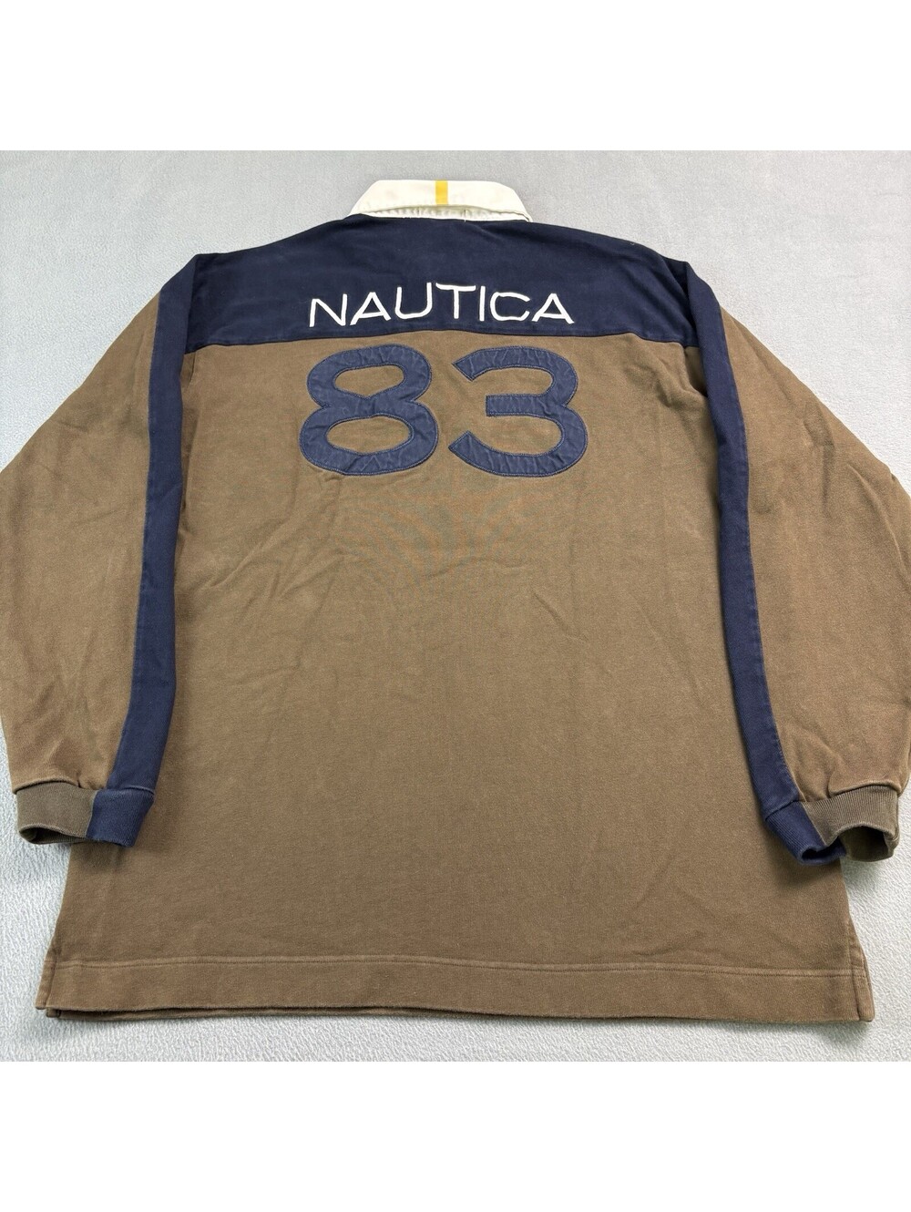 Vintage Nautica Rugby Polo Shirt Size Large Brown